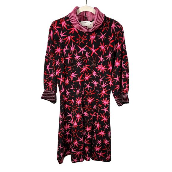 Tanya Taylor Charli Turtleneck Pow Print Ponte Black Multi Mini Dress Women's 8 - Picture 3 of 9